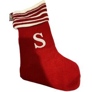 Jingles & Joy Red Monogram Knit Christmas Stocking - Letter S